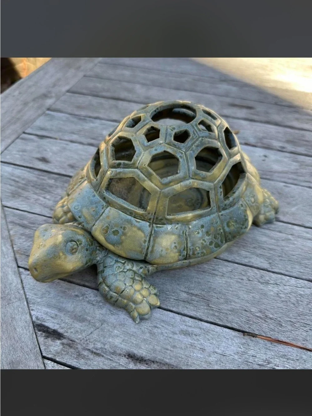 Vintage Green and Patina Turtle Lantern